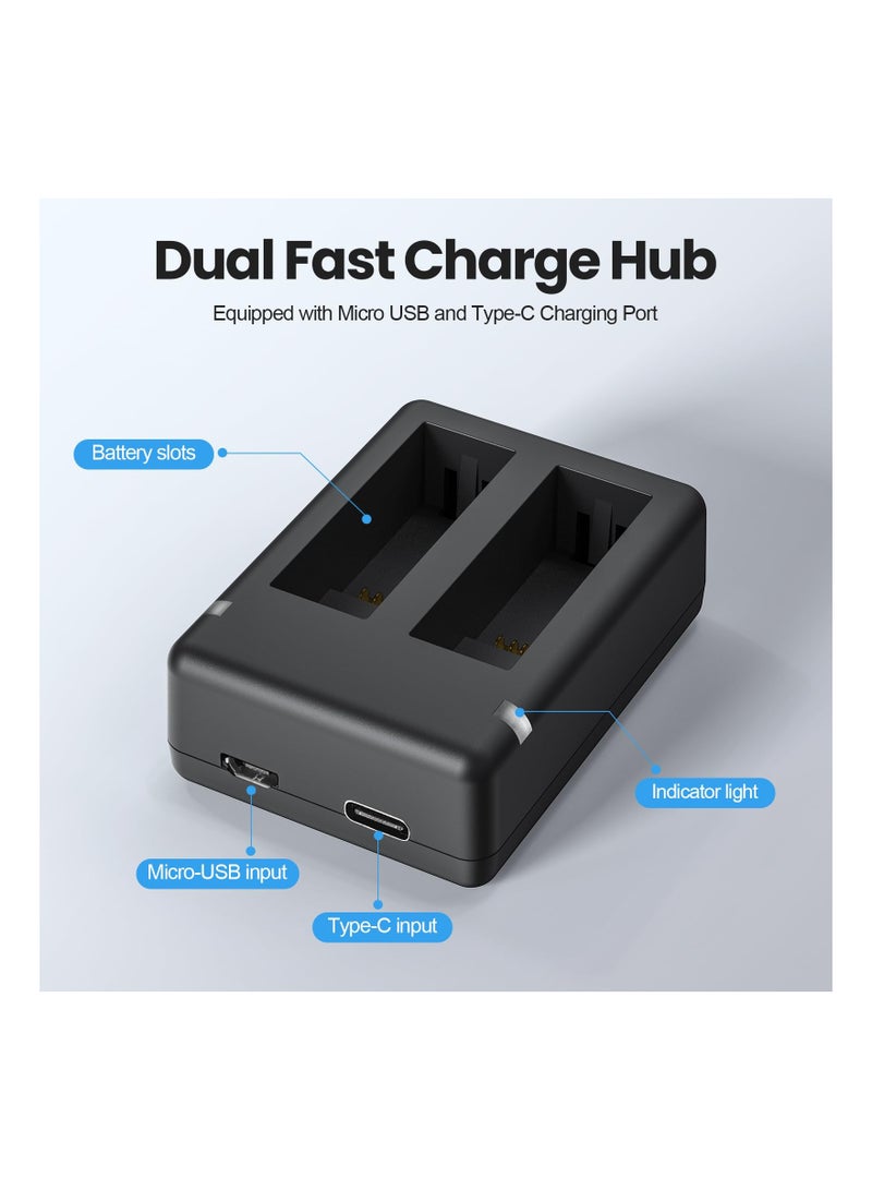 2-Pack 1800mAh Batteries for Insta360 Ace Pro with Dual Fast Charge Hub, Compatible with Insta360 Ace/Ace Pro Camera. - Image 4